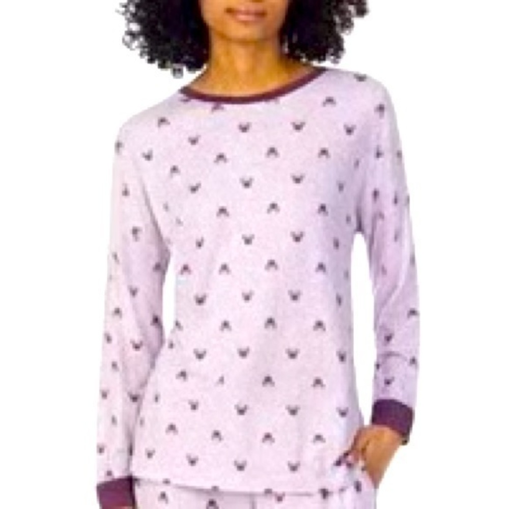 💜 Disney Minnie Mouse Womens Sleepwear Top Size XXL Purple Long Sleeve Soft